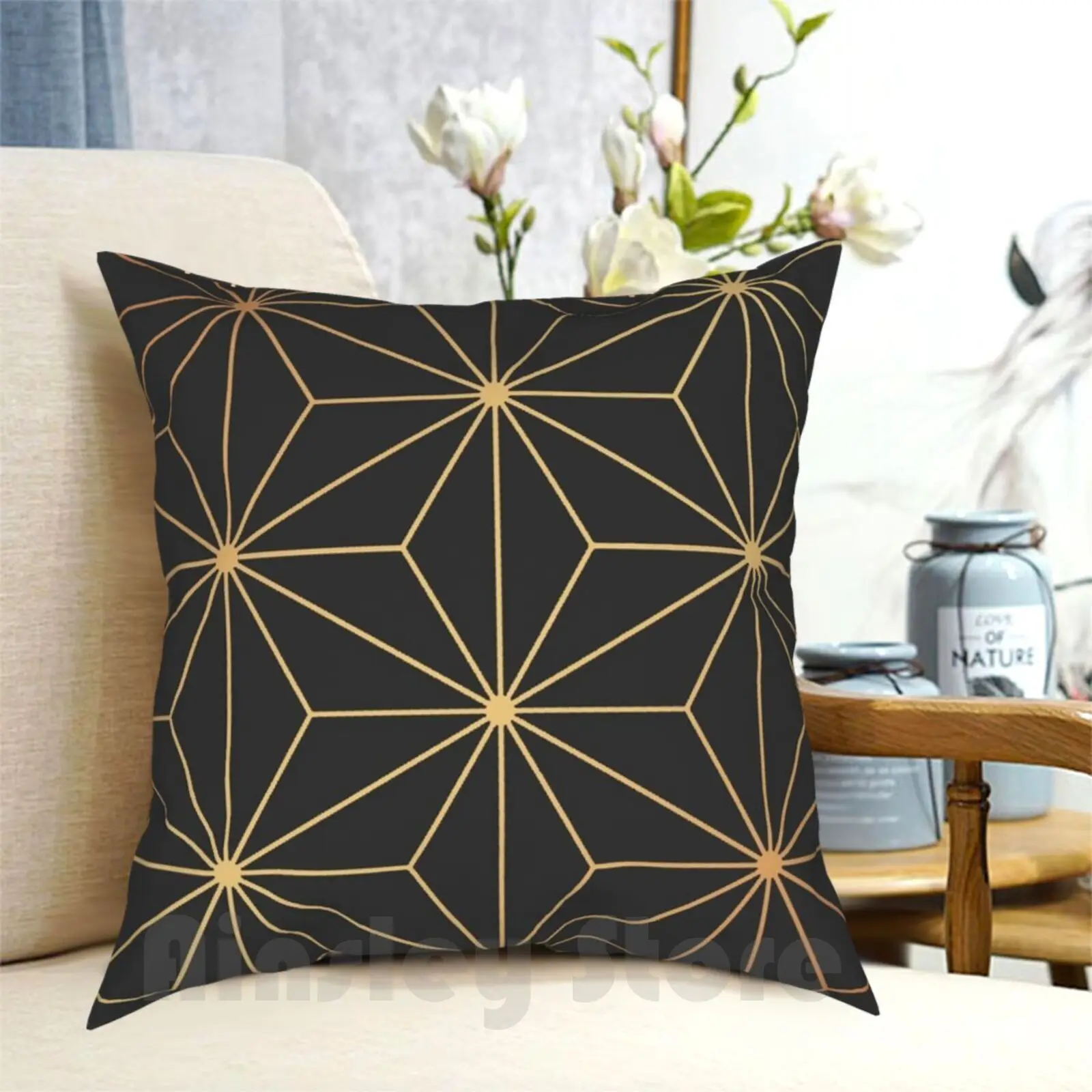 Black And Gold Mosaic Pillow Case Printed Home Soft Throw Pillow Black Gold Copper Abstract Abstracts Pattern Patterns