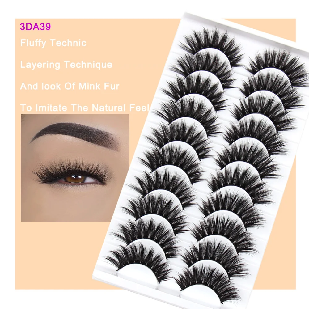 Makeup 3D Faux Mink Lashes Natural Fluffy False Eyelashes  Wholesale Wispy Thick Long  Natural Eye Makeup Tools Eye Lashes 3DA39