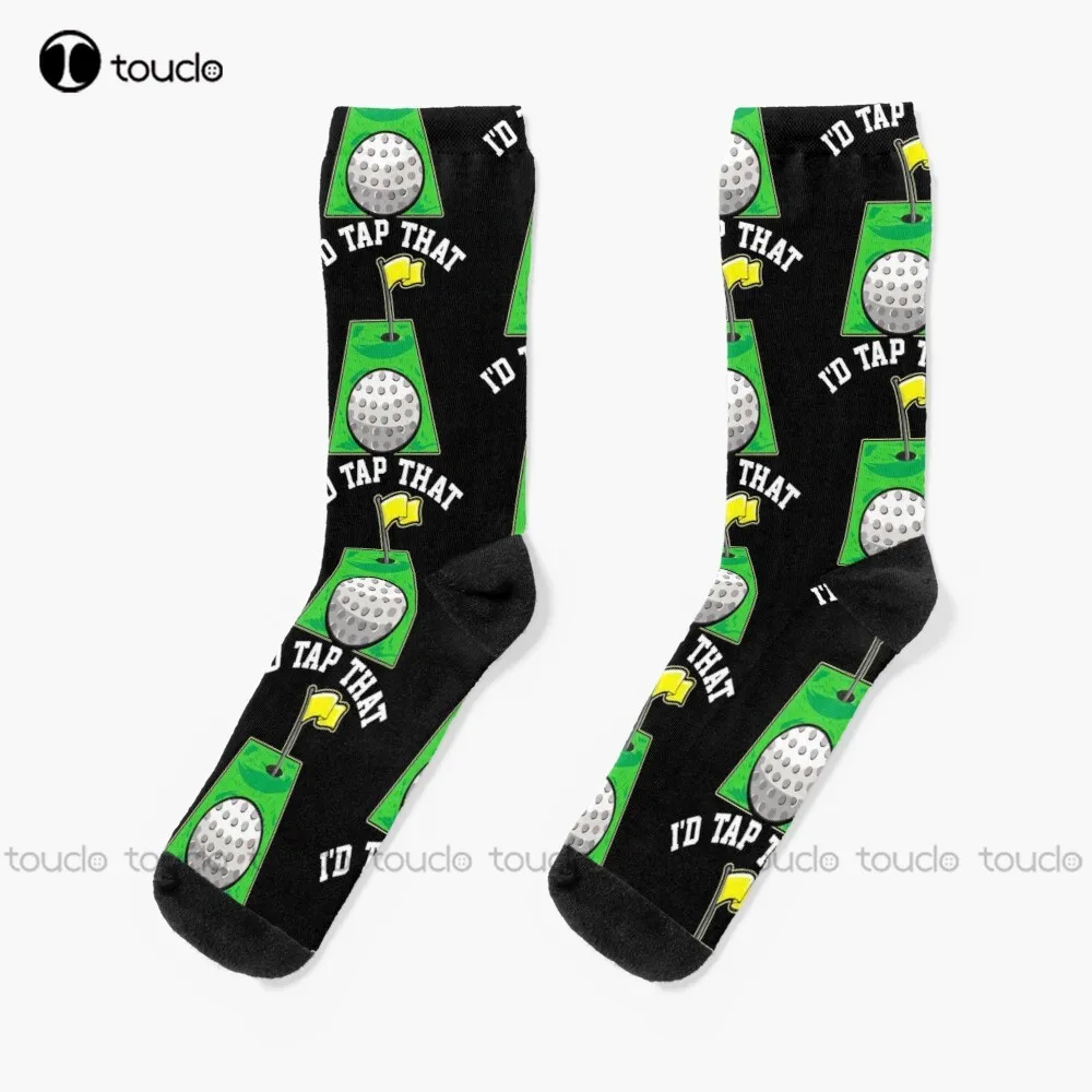 New Funny I'D Tap That Golfing Putting Cute Golfer Pun Socks Women Halloween Socks Personalized Custom Unisex Adult Socks