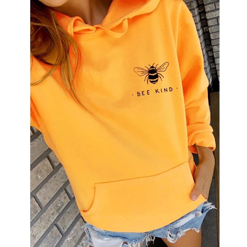 Fashion Crewneck Bee Kind Hoodies Women Long Sleeve Graphic Kindness Sweatshirts Plus Size Spring Autumn Slogan Jumper Pullovers