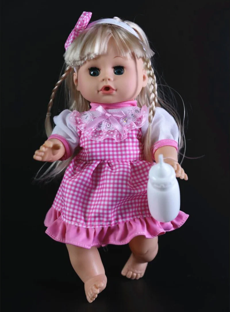 Muñeca de bebé recién nacido de 32cm, juguete de niña parlante, con agua potable parpadeante, modelo suave, regalo para niña