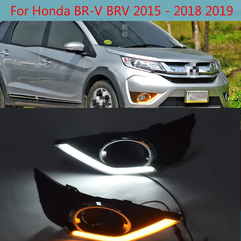 

1Pair DRL for Honda BRV BR-V 2015 2016 2017 2018 2019 Led Daytime Running Light fog lamp cover Driving lighs Car styling 12V DRL