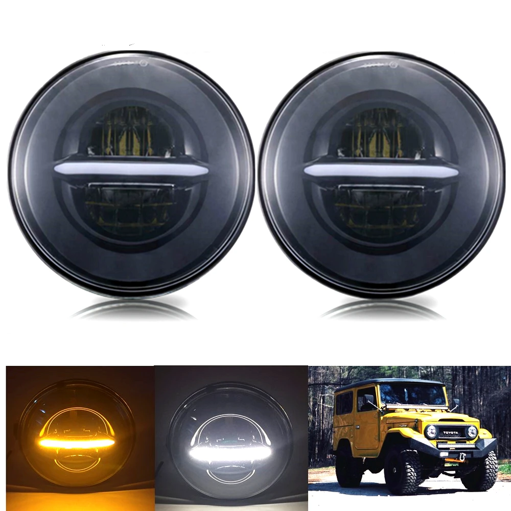 2pc New Car Led H4 7inch Headlight For Lada Niva 4X4 Uaz Hunter Jeep Hummer Black Led Headlight Assembly Car Accessories