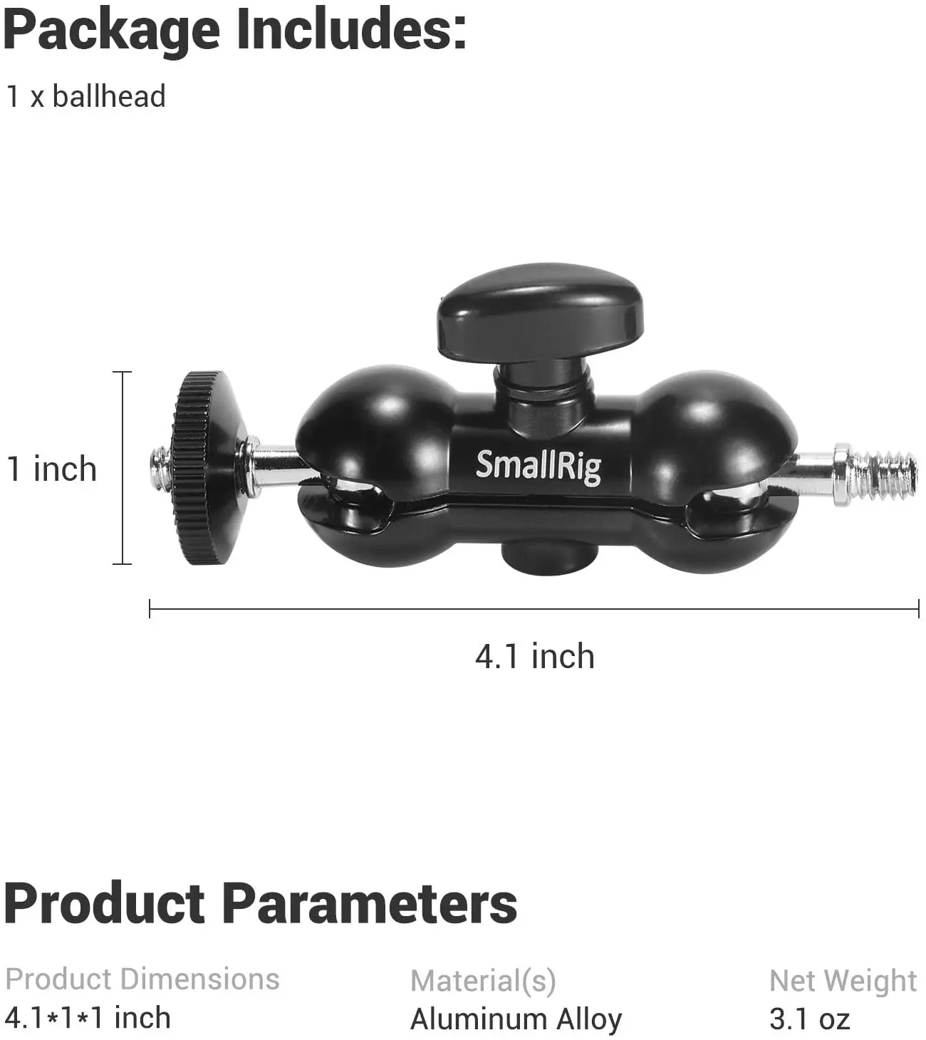 SmallRig Multi-function Double Ball Head Magic Arm with Shoe Mount & 1/4 Screw for Monitors Led Light Microphone Universal -1135