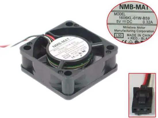 

NMB-MAT 1606KL-01W-B59 L00 DC 5V 0.32A 40x40x20mm 3-Wire Server Cooling Fan