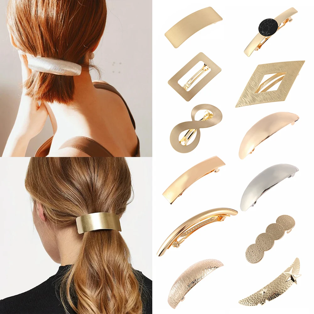 New Hot Women's Fashion Alloy Hair Clips Geometric Horsetail Headwear Girls Hairpins Barrettes Ponytail Holder Hair Accessories