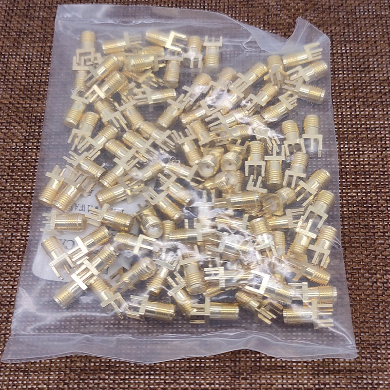 Złącze JXRF 100PCS SMA żeńskie PCB Edge Mount RF Solder Adapters 0.062' SMA Female Jack Receptacle Solder For 1.6mm PCB board