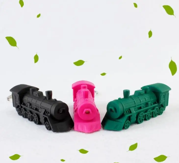 200pcs/lot Plastic LED 3D Vintage Train Shaped Keychains with Sound Novelty Children Toy Keyrings SN861