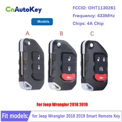 Mando a distancia inteligente para coche, mando a distancia para Jeep Wrangler 433, 2018, 2019 MHz, 4A, Chip 68416784AA, CN086041, OHT1130261