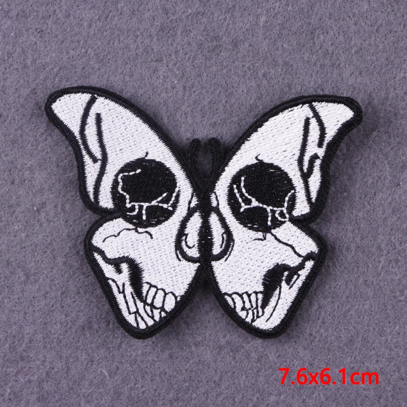 Black And White Patches On Clothes Punk Stickers Hippie Iron On Patches For Clothing Thermoadhesive Patches Skull Cloth Patch