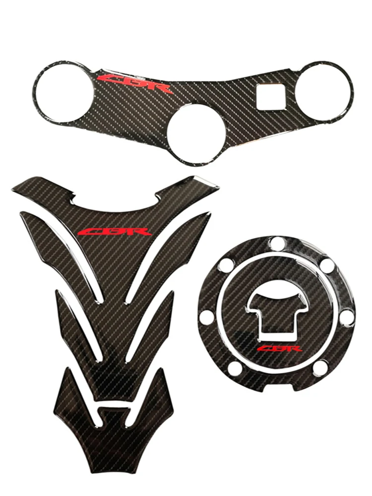 

Gas Cap Cover Fuel Tank Pad Triple Clamp Sticker For Honda CBR600RR CBR 600RR 2003 2004 Motorcycle Carbon Fiber 3D Rasie Decal