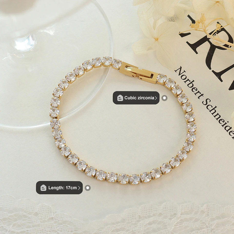 High Quality Stainless Steel Chain Bracelet Elegant Crystal Jewelry Metal Bracelet 2022 браслеты женские Accessories Girls Gift