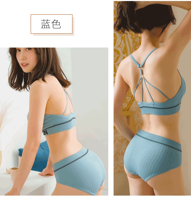 Women Sport Bra Panties Set Seamless Briefs Push-Up Bra Active Fitness Crop Top Comfort Briefs Low Rise Underwear Lingerie Set