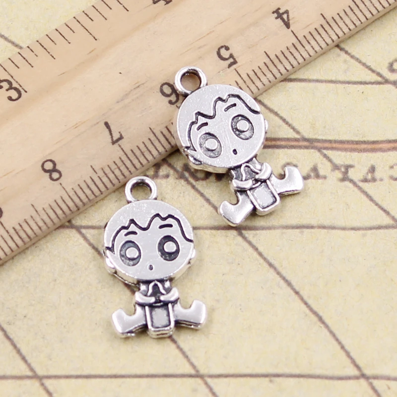 10pcs Charms Baby Boy Girl 24x13mm Tibetan Bronze Silver Color Pendants Antique Jewelry Making DIY Handmade Craft