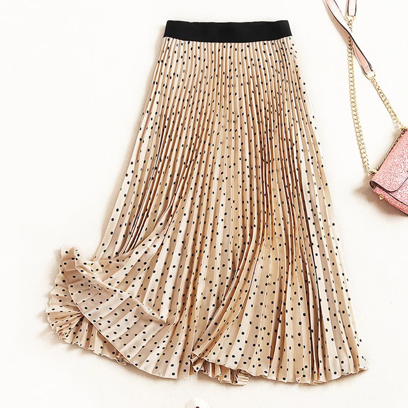 Pleated Skirts Women Spring Autumn Skirt High Waist Print Midi Skirts Womens Velvet Skirt Maxi Long Skirts Femme Faldas Mujer