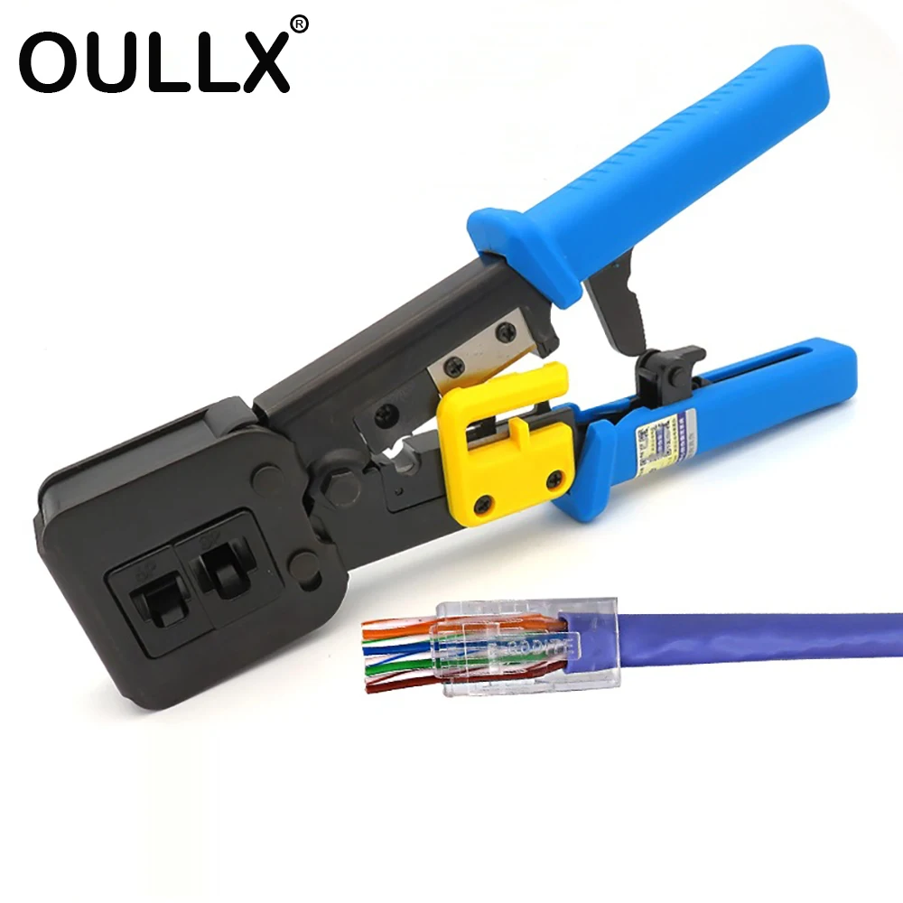 OULLX RJ45 المكشكش اليد أدوات الشبكة كماشة RJ12 cat5 cat6 8p8c مقشر كابل الضغط المشبك ملقط كليب متعددة الوظائف