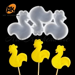 Round-tail Rooster Design Lollipop Silicone Mold Candy Model Chocolate Fondant Mould Cake Decorating Tools Baking Accessories