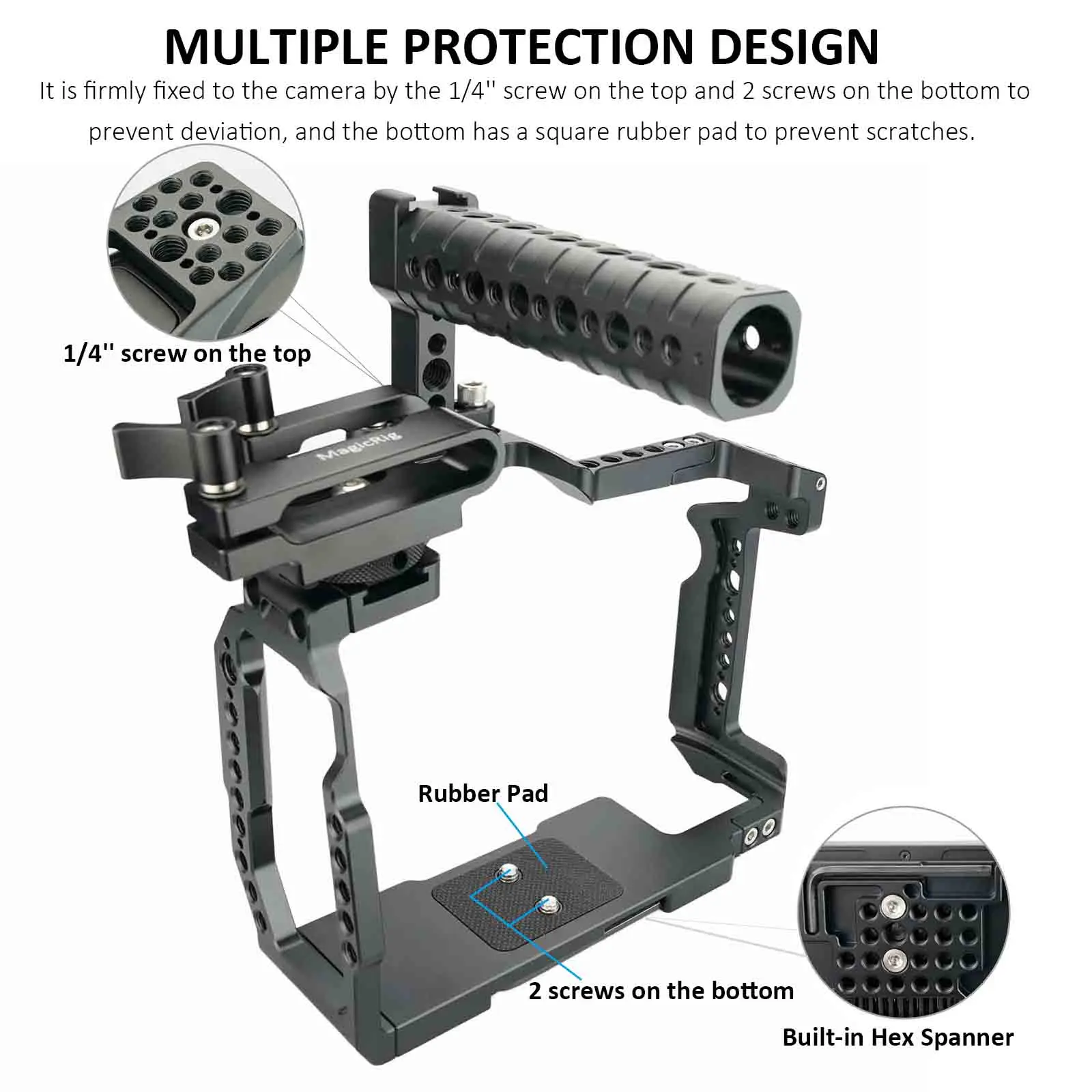 MAGICRIG BMPCC 6K Pro Cage Kit, For Blackmagic Design Pocket Cinema Camera 6K Pro With Top Handle & T5 SSD Card Clamp