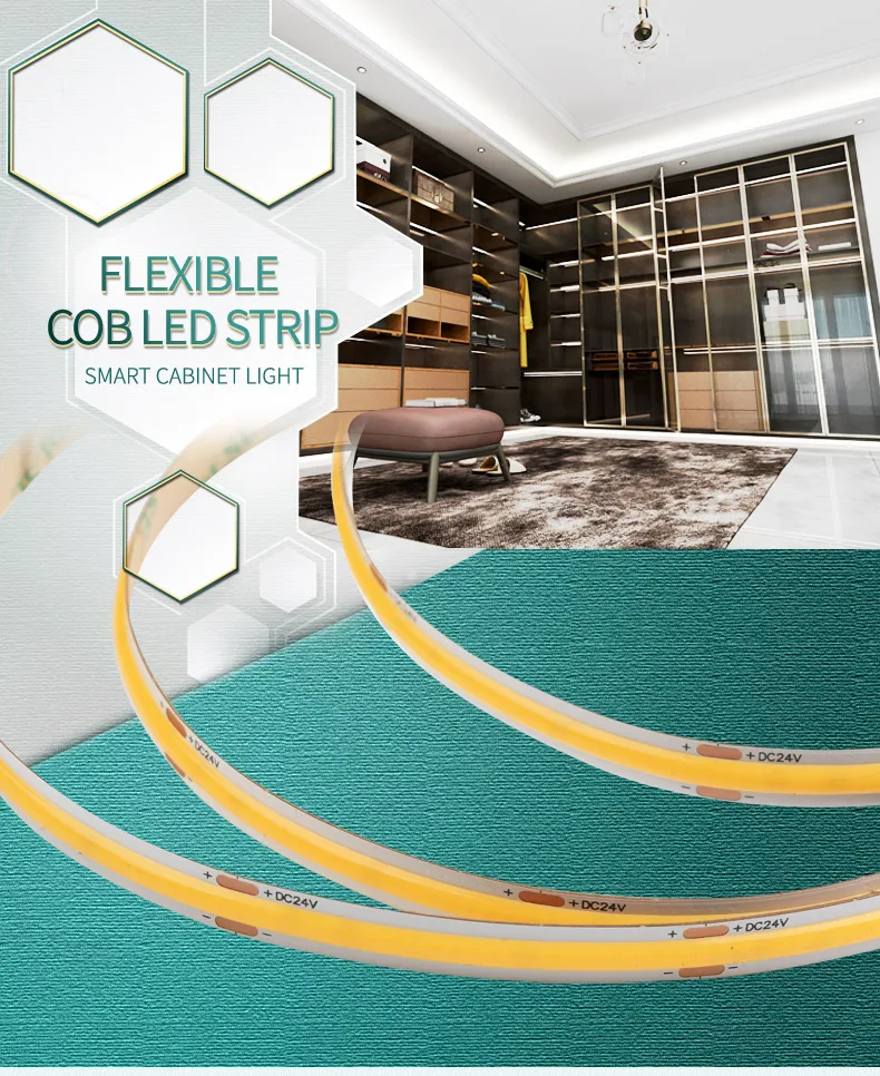 DC12V COB-LED-Streifenleuchte 480 LEDs CE RoHS flexibles Licht COB-LED-Streifenleuchte für Küchenschränke – Detail 1