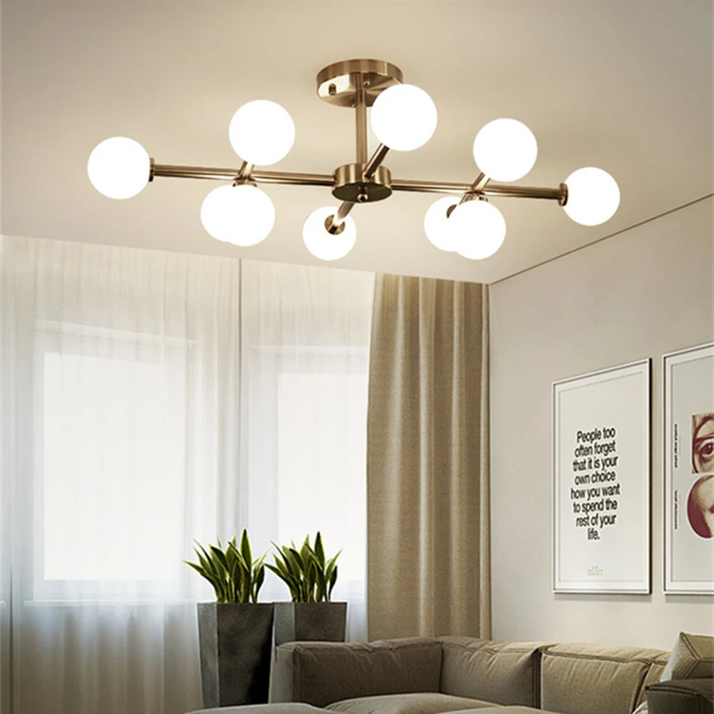 Nordic chandelier lighting Magic Bean Bedroom Led Art Retro Molecule sputnik chandelier Living Room kitchen decor light