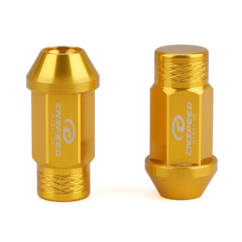 20pcs M12*1.25 Nut 7075-T6 Aluminum Cone Seat 19 HEX Wheel Lug Nuts Effective Length 50mm Car Modification Closed-End