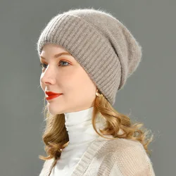 Jxwatcher Women Hat Cashmere Knitted Plain Winter Warm Autumn Women Luxury Hat Caps New Fashion Knit Beanie Solid Streetwear