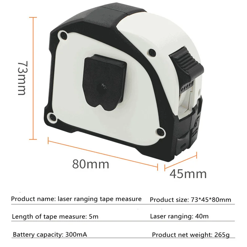 Imagem -02 - Fita Métrica de Distância a Laser Fita Métrica Laser Régua Range Finder 40m Fita Métrica Retrátil de m Lcd Display Digital Medição a Laser em