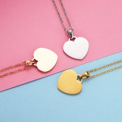 Fnixtar 10Pcs/Lot Mirror Polish Heart Pendant Necklace Stainless Steel Cross Chain Necklace For Mens Women's Trends 2021 Jewelry