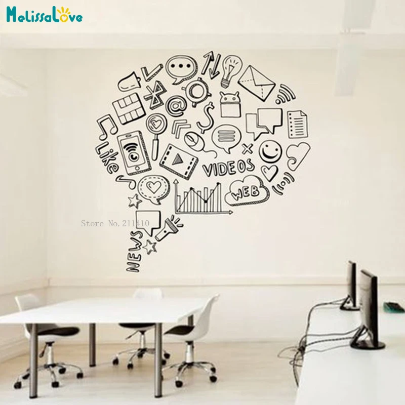 Social Media Balance Idea Business Worker Office Decor Stickers Murals Television Share Like Follow People YT2723