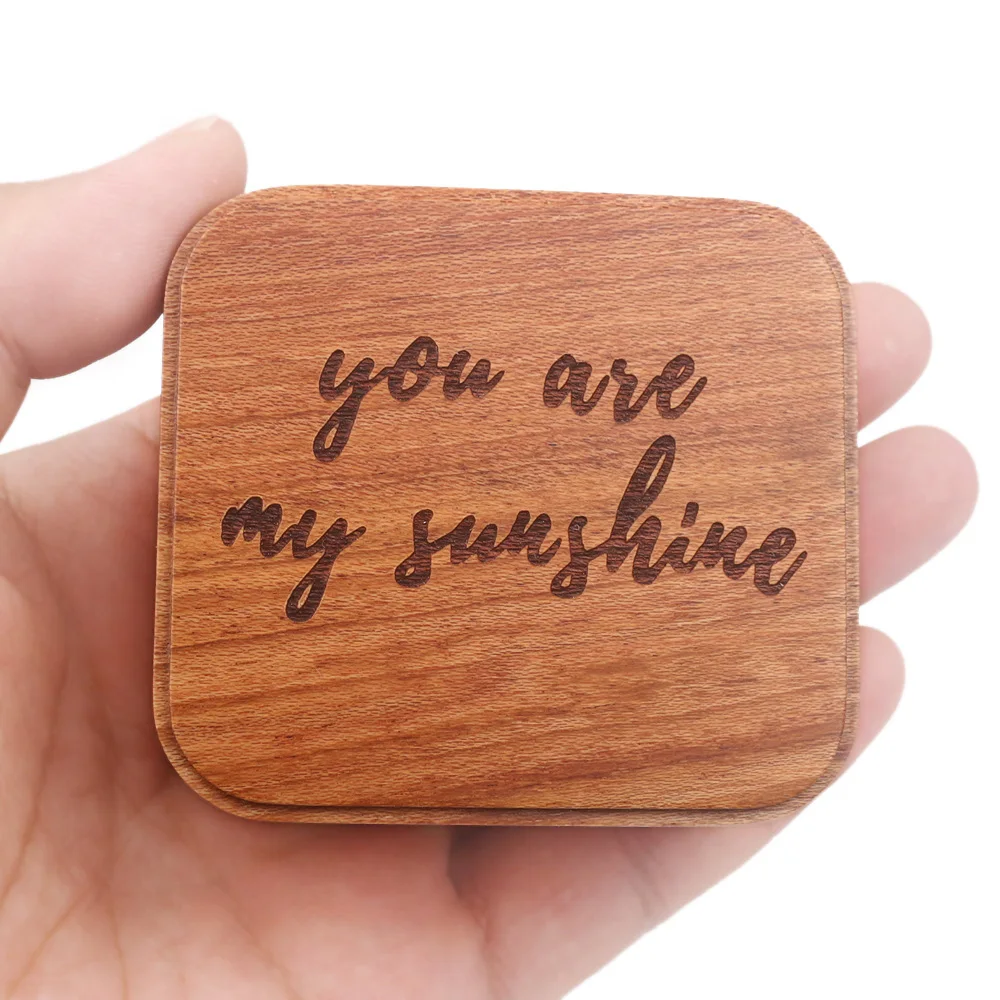 Rosiking You are my sunshine Rosewood Box Music Box Wood Carved Mechanism Musical Wind Up Gift for Birthday