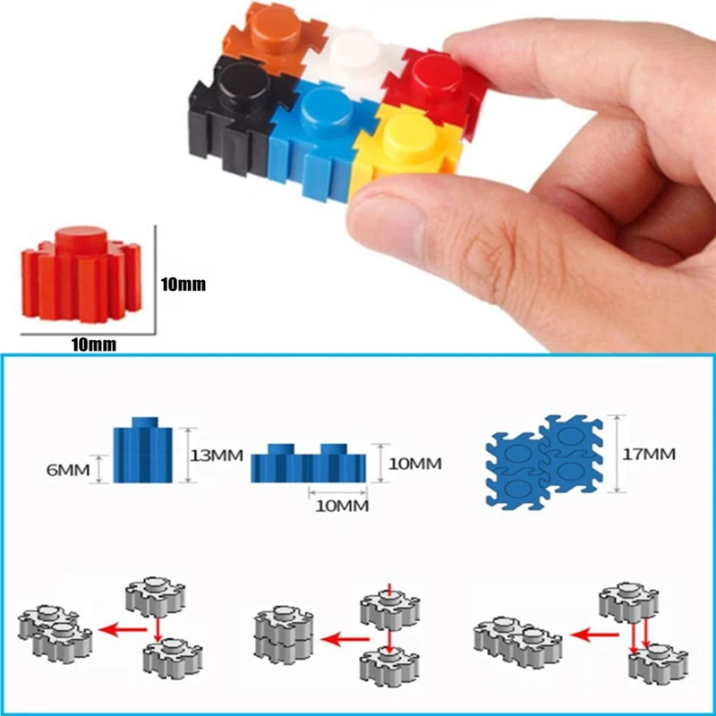 Mini bloques de construcción 3D para niños, 10mm y 1000 piezas de ladrillos de juguete, rompecabezas creativo, Compatible con bloques de diamantes en miniatura, intelectual