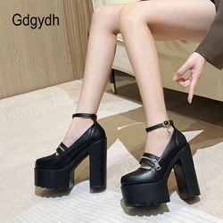 Gdgydh White Sexy Pumps Waterproof Women Fetish Platform Shoes Buckle Strap Thick High Heels Party Wedding Shoes Mary Jane 2022