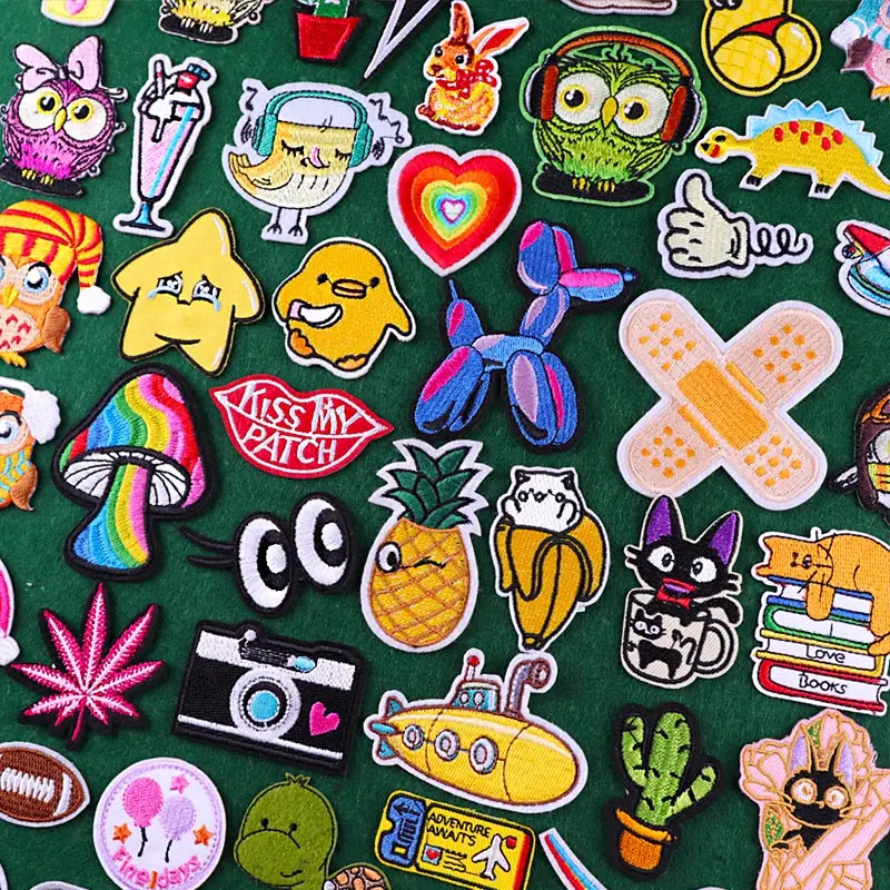 Cheap Cartoon/Anime Patch Iron On Patches On Clothes Embroidered Patches For Clothing Embroidery Patch On Clothes Stripe Sticker