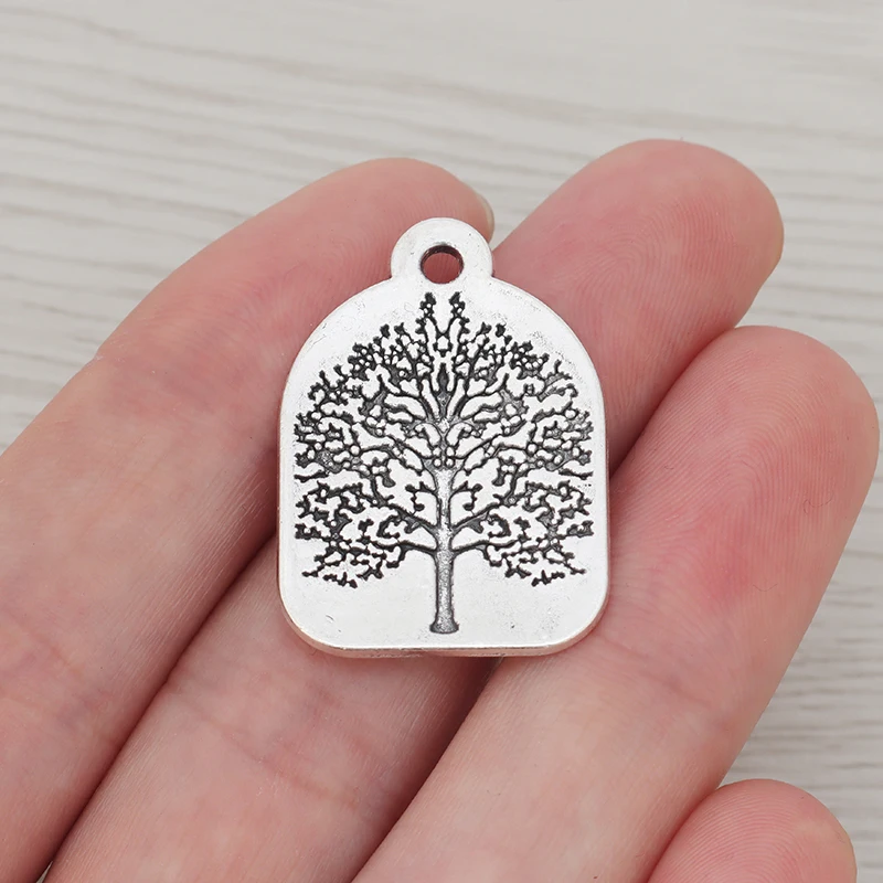 10 x Tibetan Silver Tree Geometry Charms Pendants for DIY Bracelet Necklace Jewelry Making Findings Accessories 31x22mm