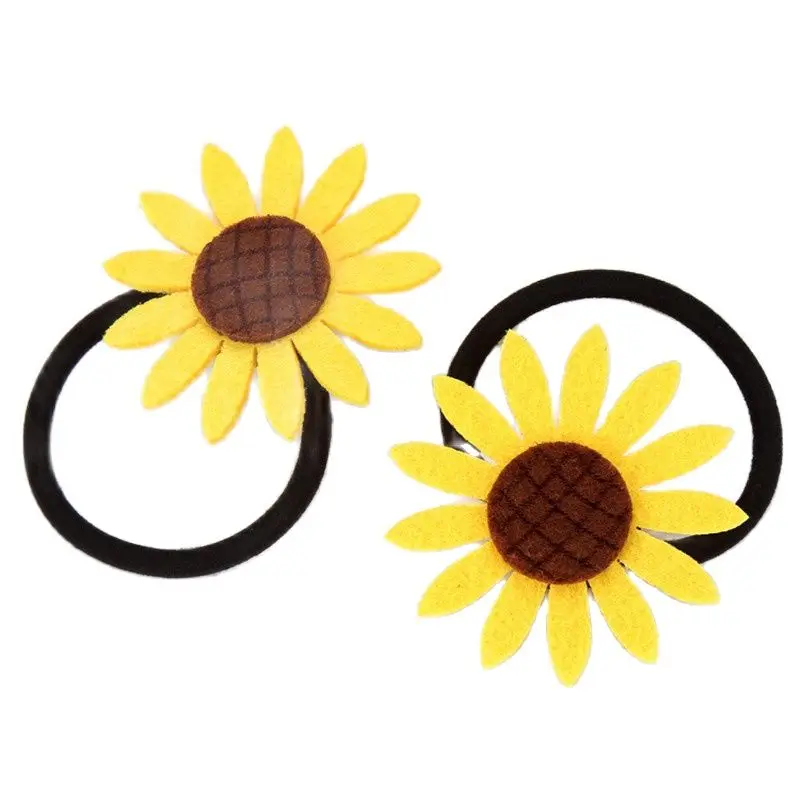 10PCS/LOT Lovely Sunflower Elastic Hair Bands Toys For Girls Handmade Bow Headband Scrunchy Kids Hair Accessories For Women 2024