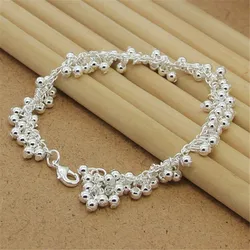High Quality 925 Sterling Silver Bracelet Grape Pearl Beads Simple Bracelet For Women'S Party Charm Jewelry Gift