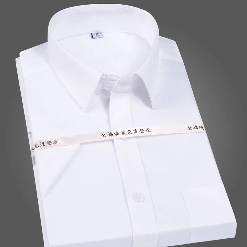 Men's Classic Non Iron Short Sleeve Dress Shirt Single Patch Pocket Wrinkle Resistant-Easy Care Regular-fit Formal Cotton Shirts