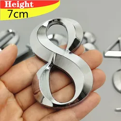 Autoadhesivo número de casa, señal de número de dígitos, apartamento, Hotel, oficina, dirección, calle, pegatinas, placa de puerta, señal de plata 3D, 7CM