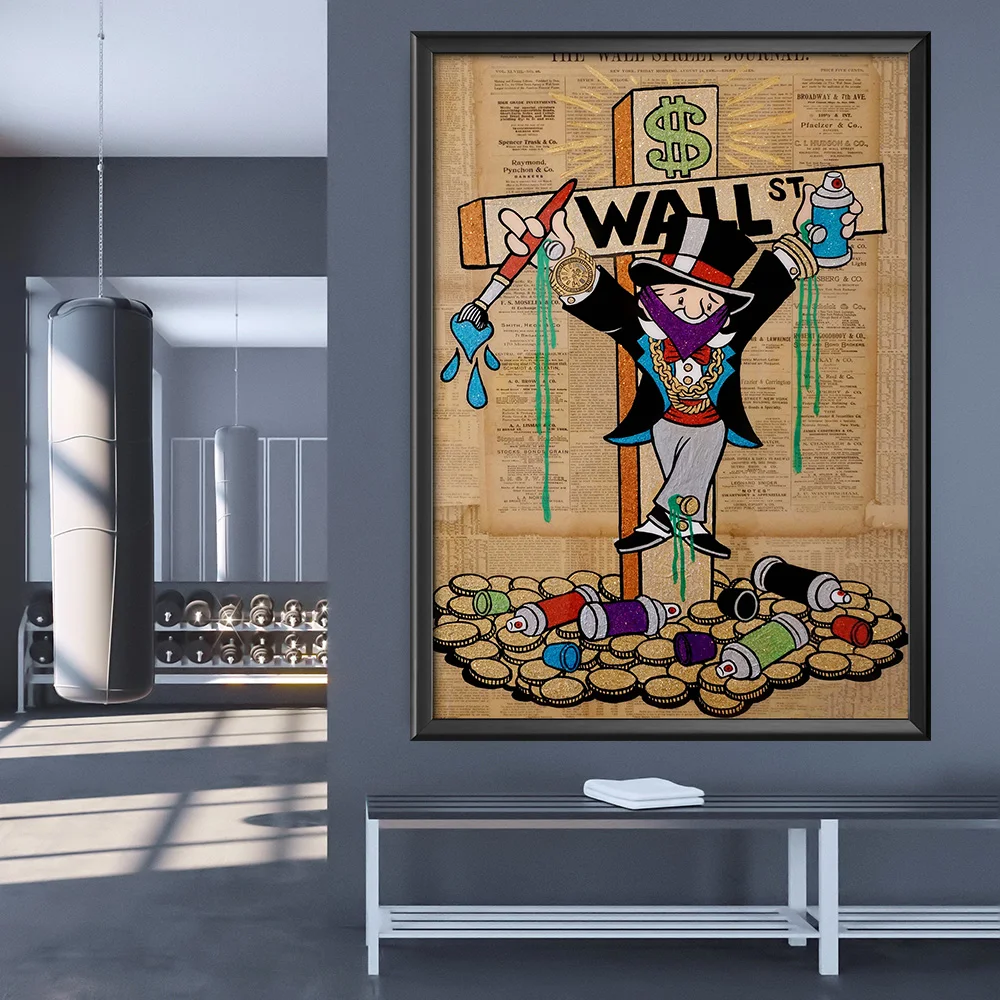 Big Sizes Monopoly Art Prints Exhibition Street Vintage Canvas Poster Abstract Painting Wall Pictures for Living Room