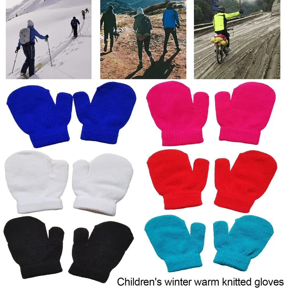 Kinder Winter Wärmt Handschuhe Neugeborene Mädchen Jungen Kleinkind Gestrickte Handschuhe Fäustlinge Handschuhe Jungen Mädchen Solide Winter Kinder Wärmt Handschuhe