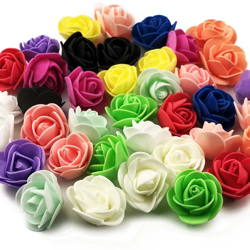 100pcs Foam fake flower roses Bear head artificial flowers cheap DIY wedding decoration gift box artificial flower heads