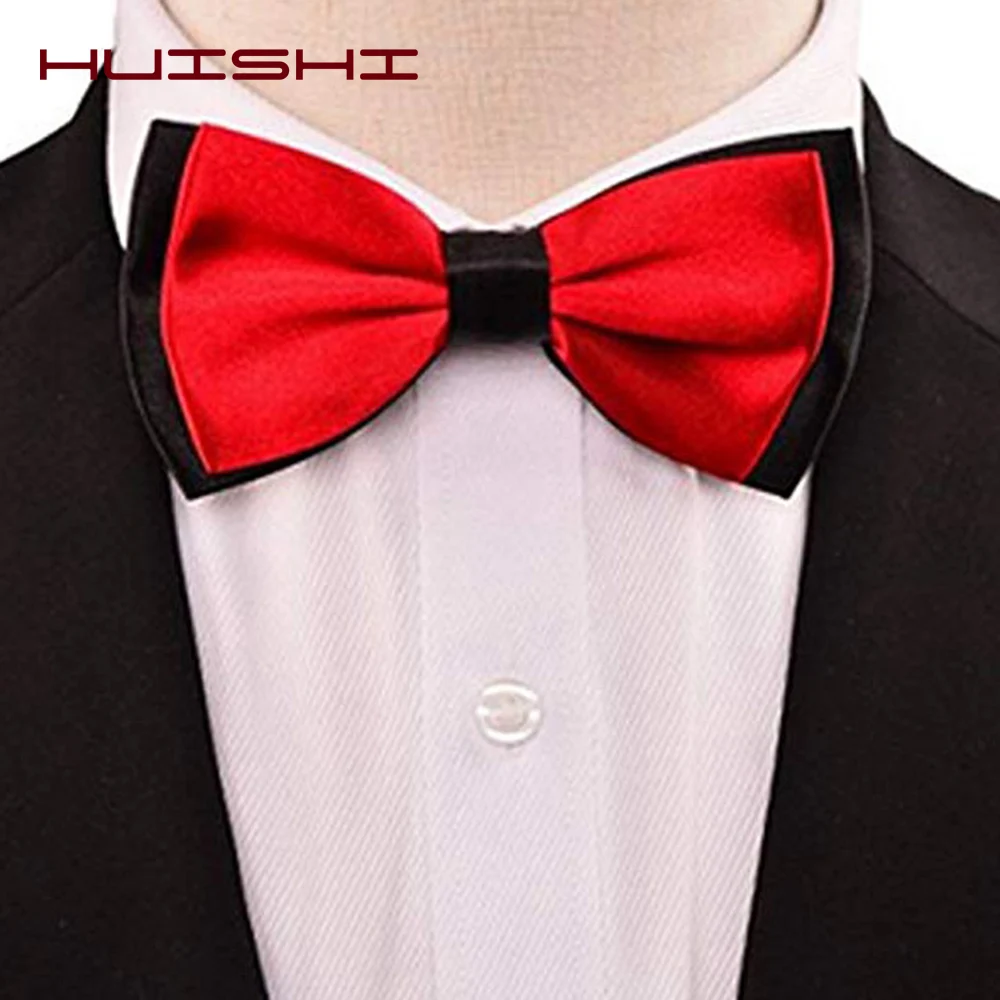 HUISHI Sale 1PC Gentleman Men Bowtie Classic Solid Bow Tie Necktie For Wedding Party Fashion Adjustable Bow Tie knot Black White