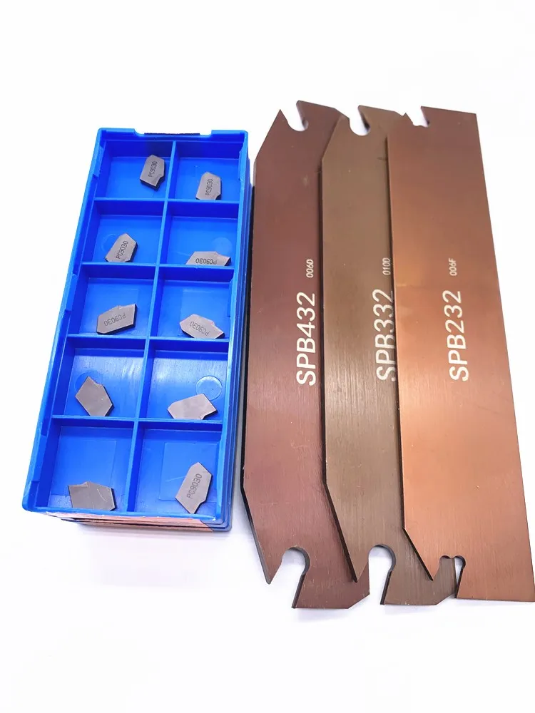 SPB226 SPB326 SPB332 SPB432 1PCS สำหรับ Grooving เครื่องมือ + 10PCS SP200 SP300 SP400คุณภาพสูง Slotted SPB CNC ใบมีดกลึงเครื่องกลึงโลหะ
