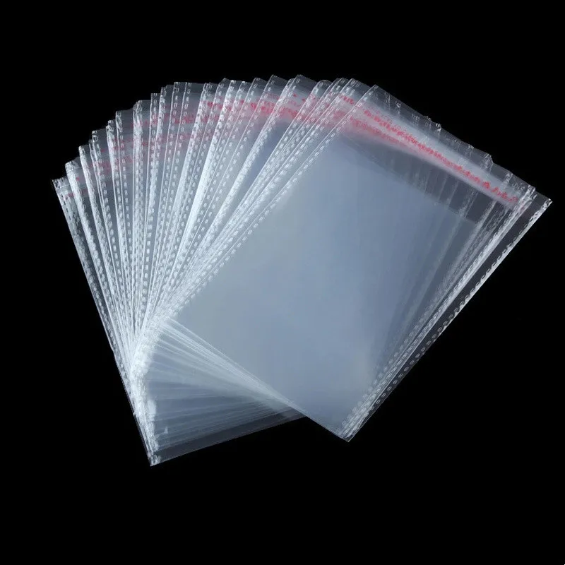 200/100 Pcs OPP Self Adhesive Seal Plastic Bags Transparent Clear Resealable Cellophane Poly Storage Packaging Dustproof