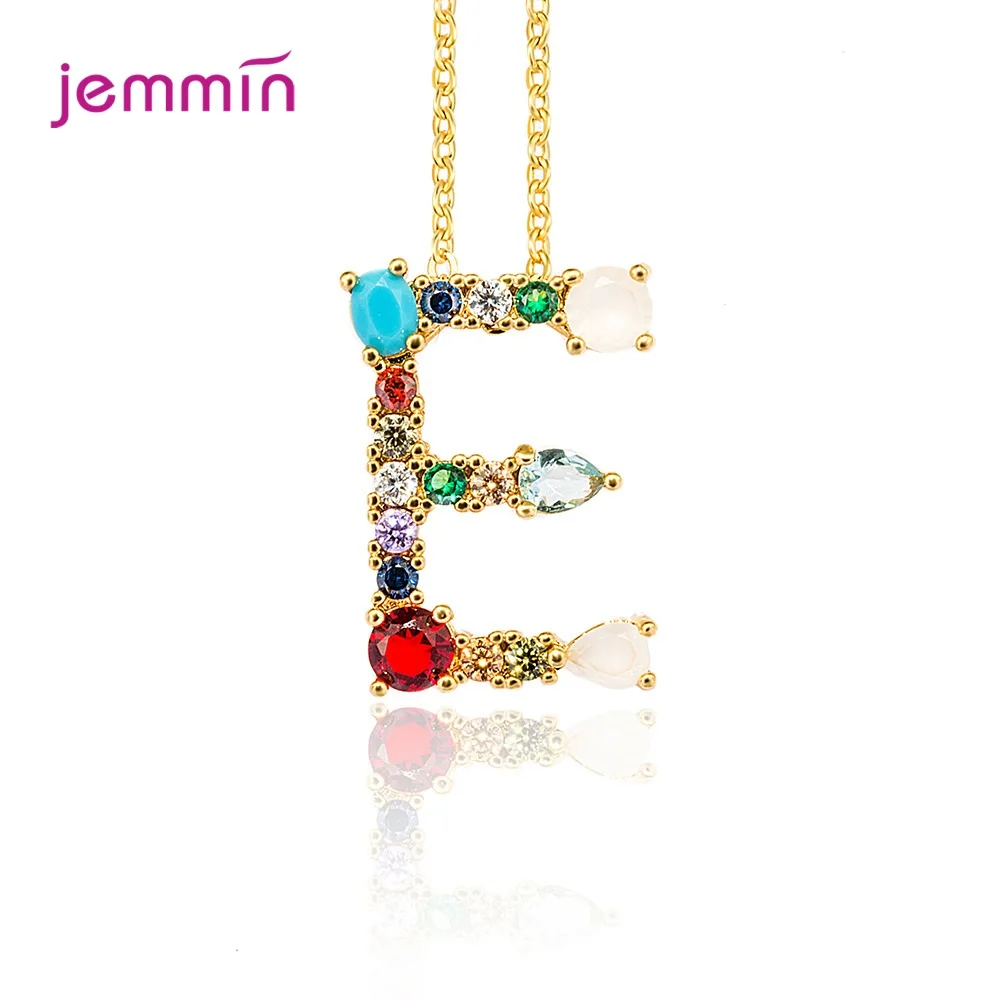 Multicolor S925 Silver Jewelry Crystal Zircon 26 A-Z Letter Necklace & Pendant For Women Wholesale Christmas Birthday Party Gift