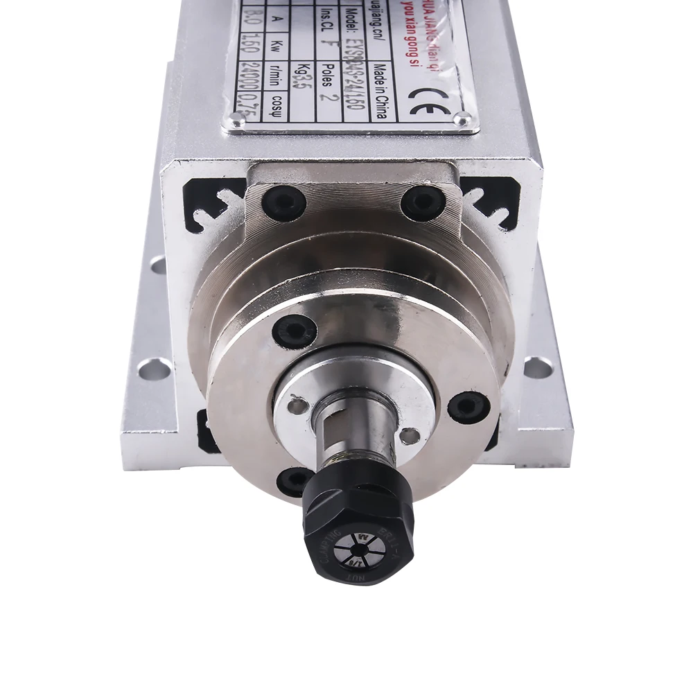 1.5kw Air-cooled Square Spindle Motor 110V/220V 24000rpm ER11 Runout-off 0.01mm Ceramic Bearing Air Cooling Spindle For CNC