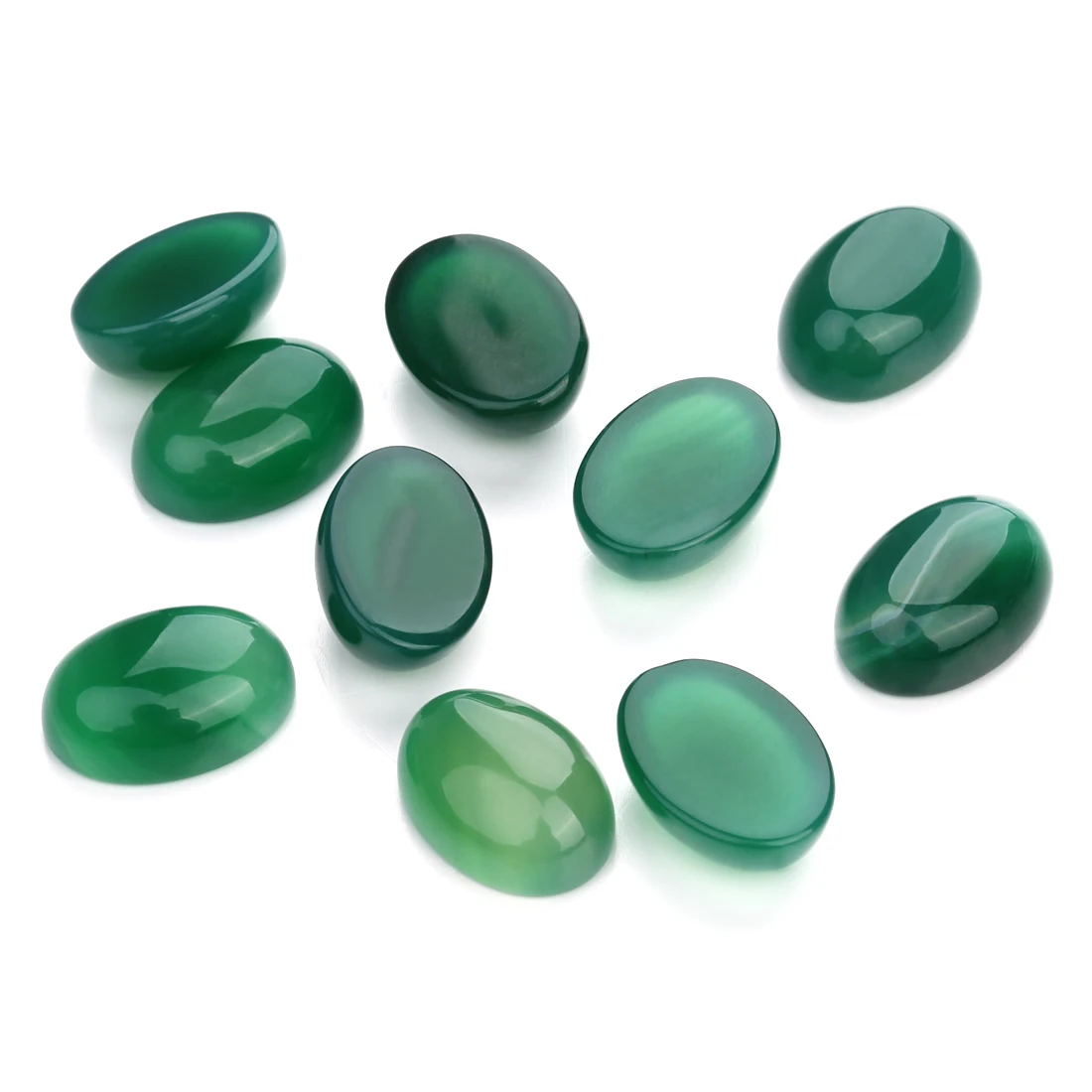 10pcs 10x14/13x18/18x25mm Natural Stone Beads Oval Green Jade Beads Cabochon Cameo Setting For DIY Jewelry Making Accessories