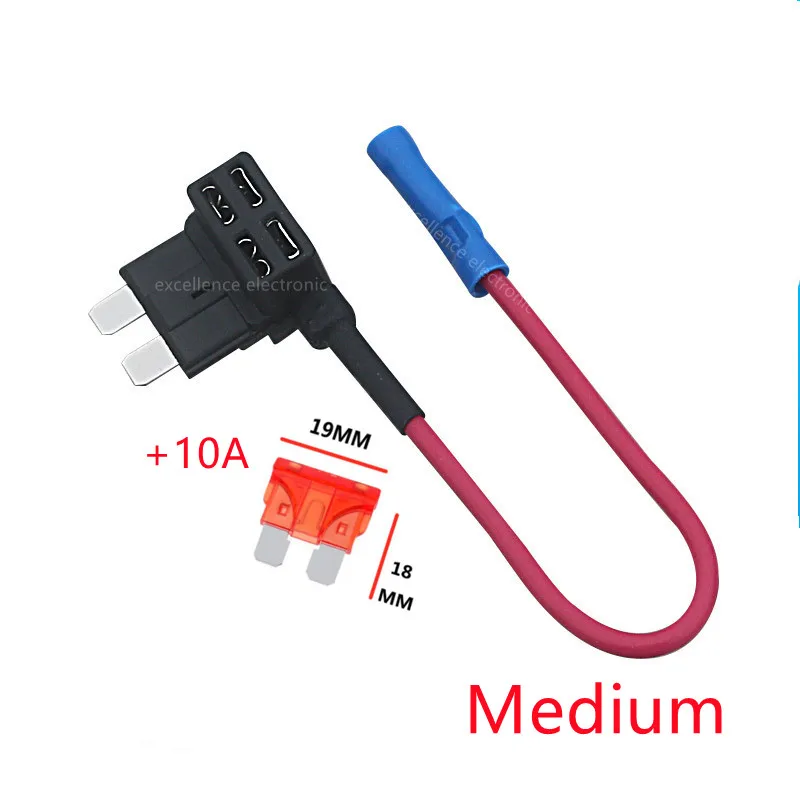 12V Mini Small Medium Size Car Fuse Holder Add-a-circuit TAP Adapter with Micro Mini Standard ATM Blade Fuse