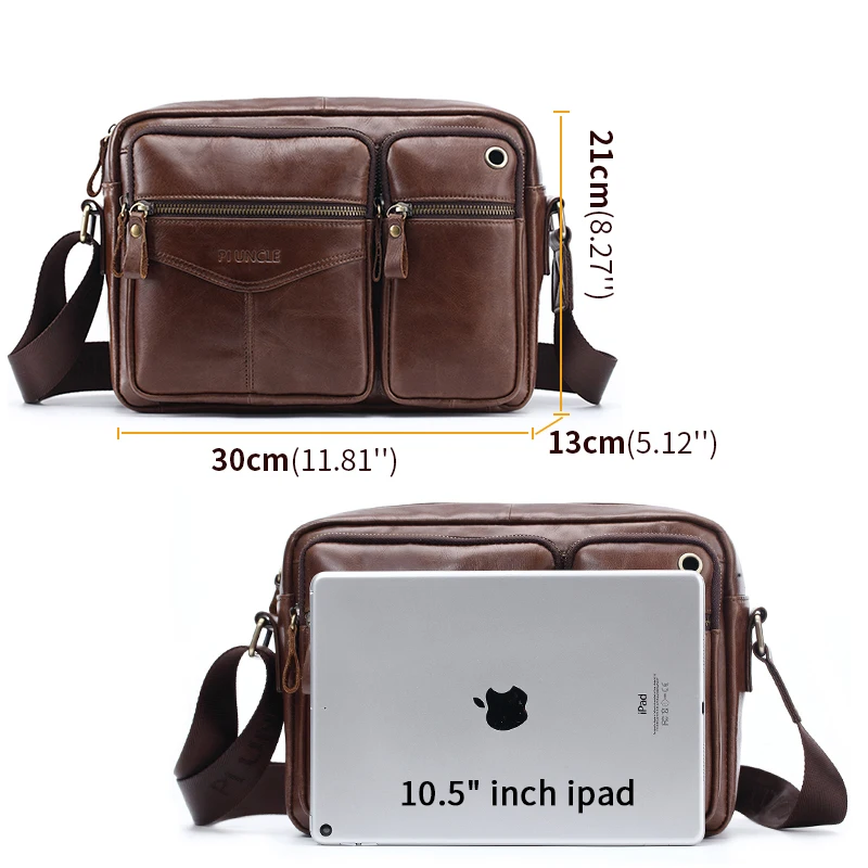 New 2024 Men Genuine Leather Shoulder Bag Casual Leather Men\'s Pad Messenger Bag Male Business Crossbody Bag Hot Handbag for Men