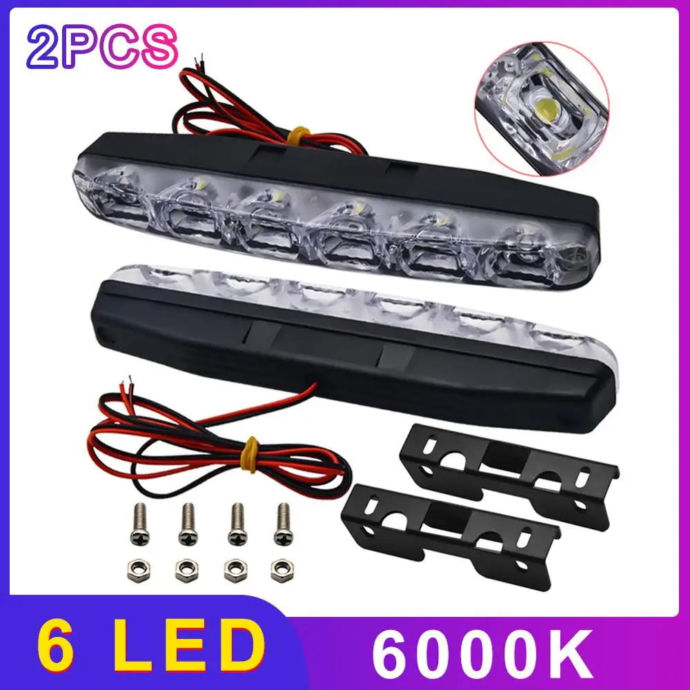 

2pcs 6 LEDs Car Daytime Running Lights Car-styling DRL DC 12V 6000K Automobile light Source Super Bright Waterproof Dropshipping